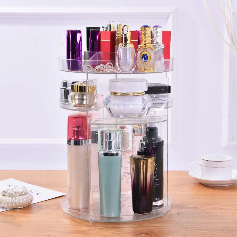 

Органайзер для макияжа, 360 Вращающаяся регулируемая коробка для хранения, пластиковая прозрачная акриловая/прозрачная коробка, ювелирное о...