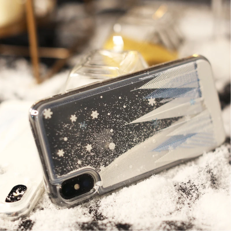 Модный Блестящий 3D чехол со снежинками рождественским кедром для iPhone 8, 7, 6, 6S Plus, динамичный жидкий зыбучий песок, твердый чехол для iPhone X, чехол