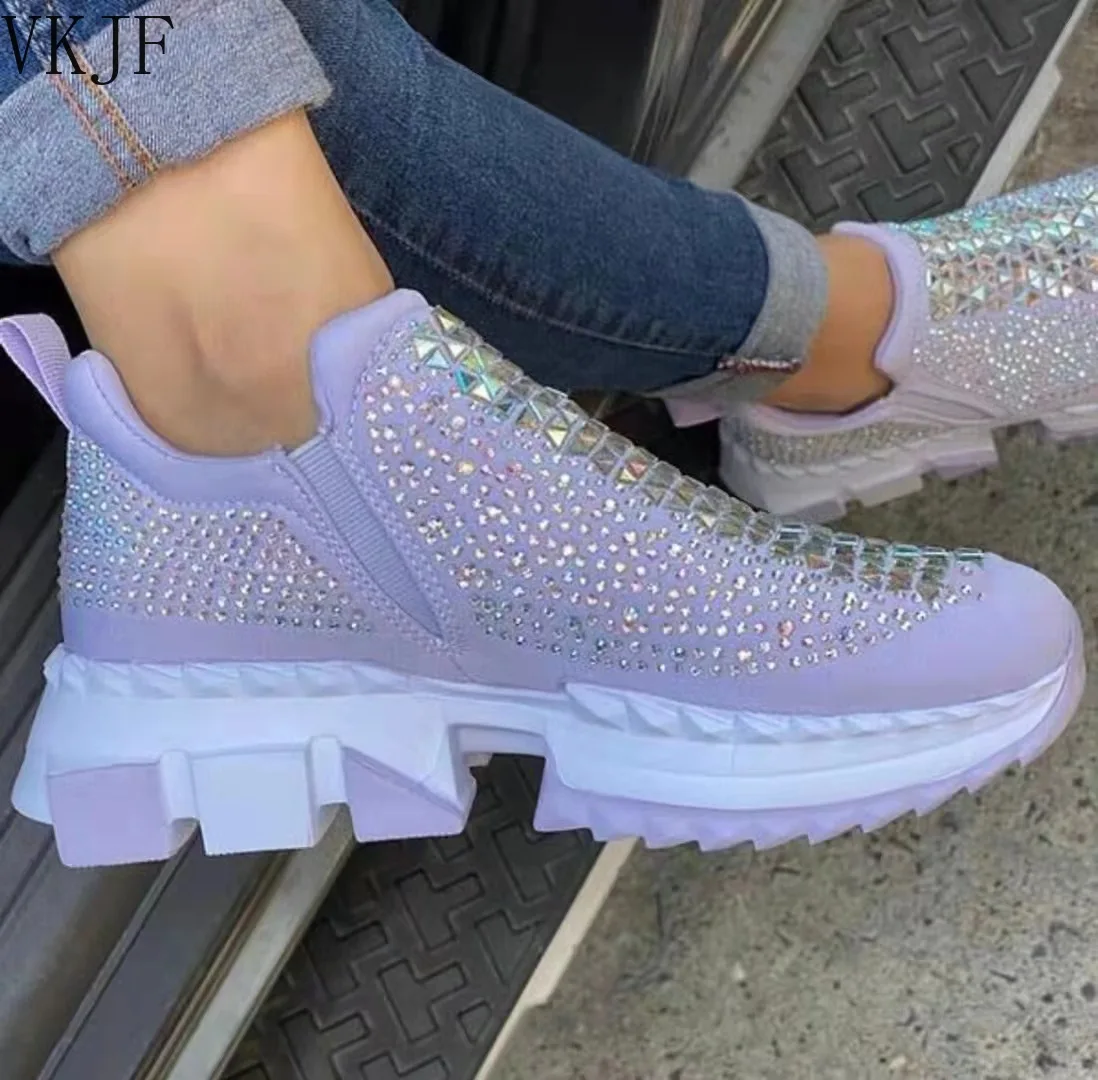 

2021 Hot Sale New Style Single Shoes Ladies Casual Rhinestone Fashion Large Size Vulcanized Shoes Ladies Sneakers Women Shoes