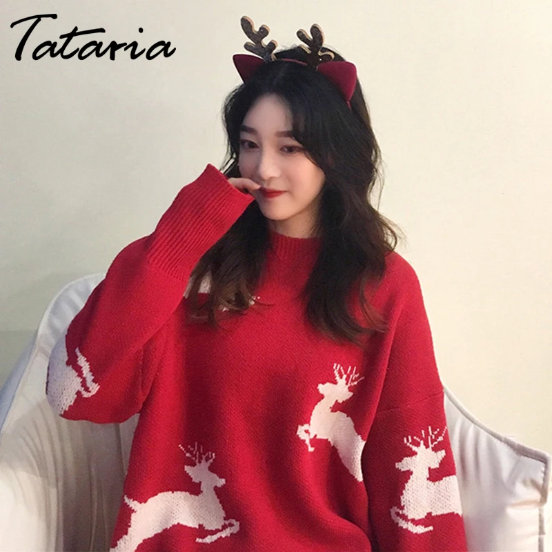 Женский Рождественский пуловер Tataria базовый на осень и зиму теплые свитера для