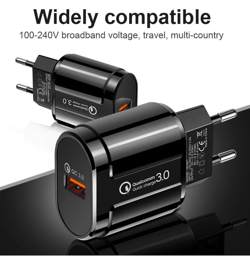 Quick Charge 3 0 Мобильный телефон зарядное устройство USB EU штекер 18 Вт QC быстрое для iPhone