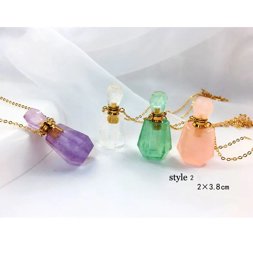 Натуральный камень подвеска в виде бутылочки парфюма ожерелье эфирное масло