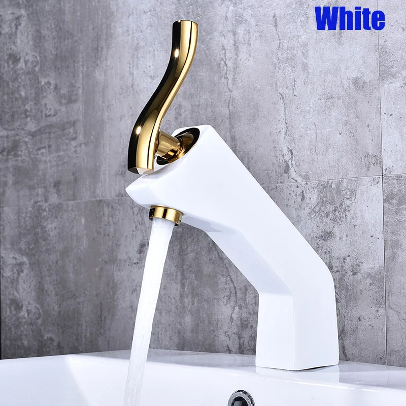 innovative 1 set home multi color basin faucets cold and hot water taps chrome black white red gold purple bathroom sink faucet free global shipping