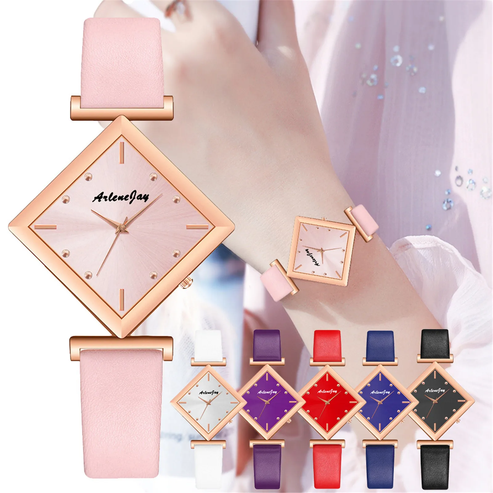 

Minimalist Popular Women Watch With Diamond Dial Red Or Purple Ladies Analog Quartz Wristwatch Clock For Gift Relojes Mujer
