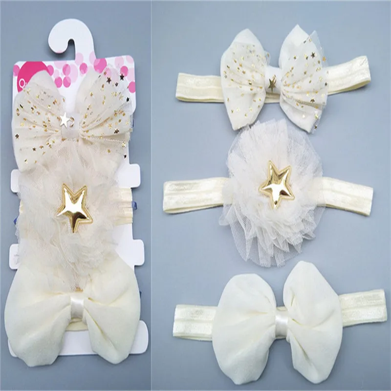 Новинка 2020 Детская повязка на голову из трех предметов с бантом и