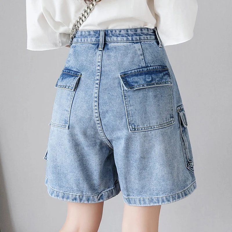 

Fashion jeans 2021 summer denim shorts wide leg thin section straight high waist slimming short jeans pants for women