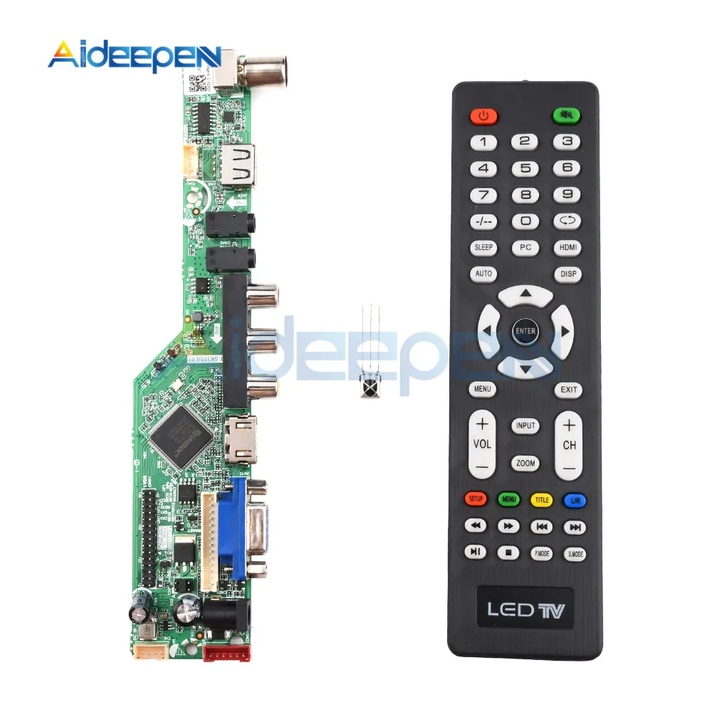 Плата драйвера для цифрового сигнала ЖК-телевизора, совместимая с VGA/HDMI-совместимая/AV/TV/USB плата драйвера интерфейса с пультом дистанционного управления
