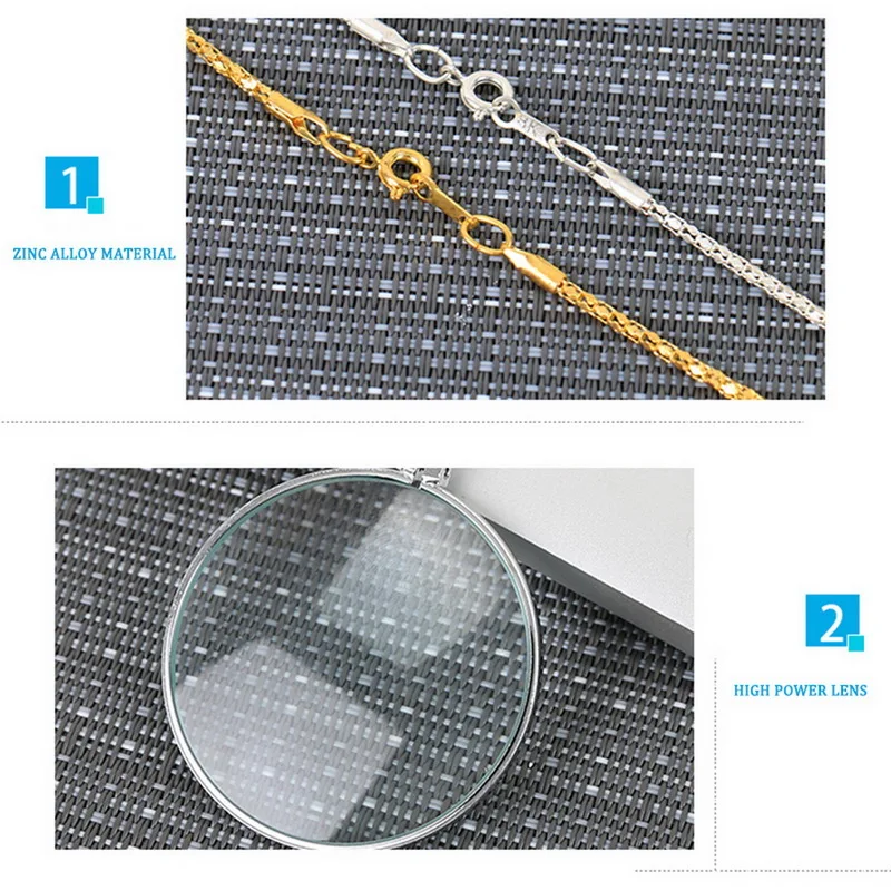 5x Увеличительное Стекло подвеска покрыто золотом серебром цепочка колье для