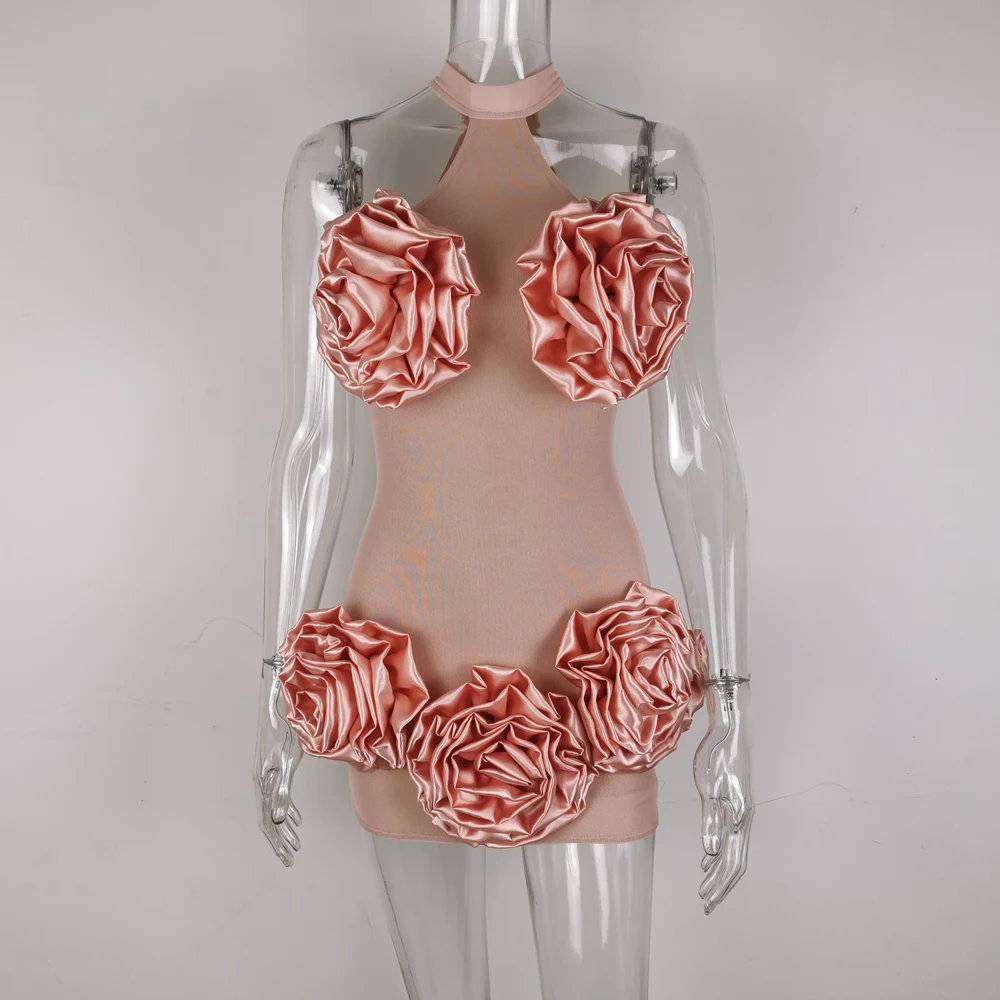 Lofrcy шипучие красивые розовые розы цветы лямка через шею сексуальное для вечерние