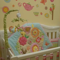 7pcs girls baby bedding set flower birds nursery quilt bumper sheet crib skirt baby crib bedding set baby bassinet mattress