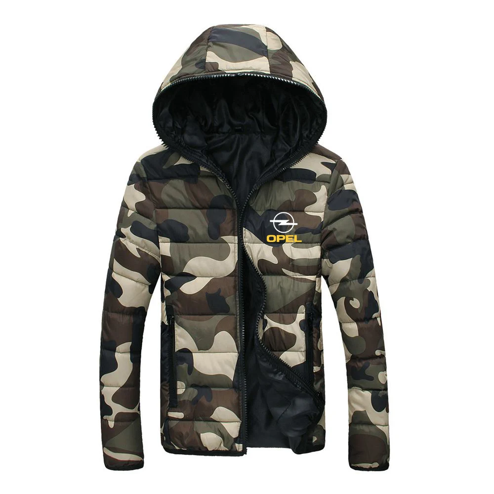 

New Autumn Winter Mens OPEL Logo Customize Down Warm Jacket Male Sportwear Zipper Coat Fashion Hoodies Casual Coats