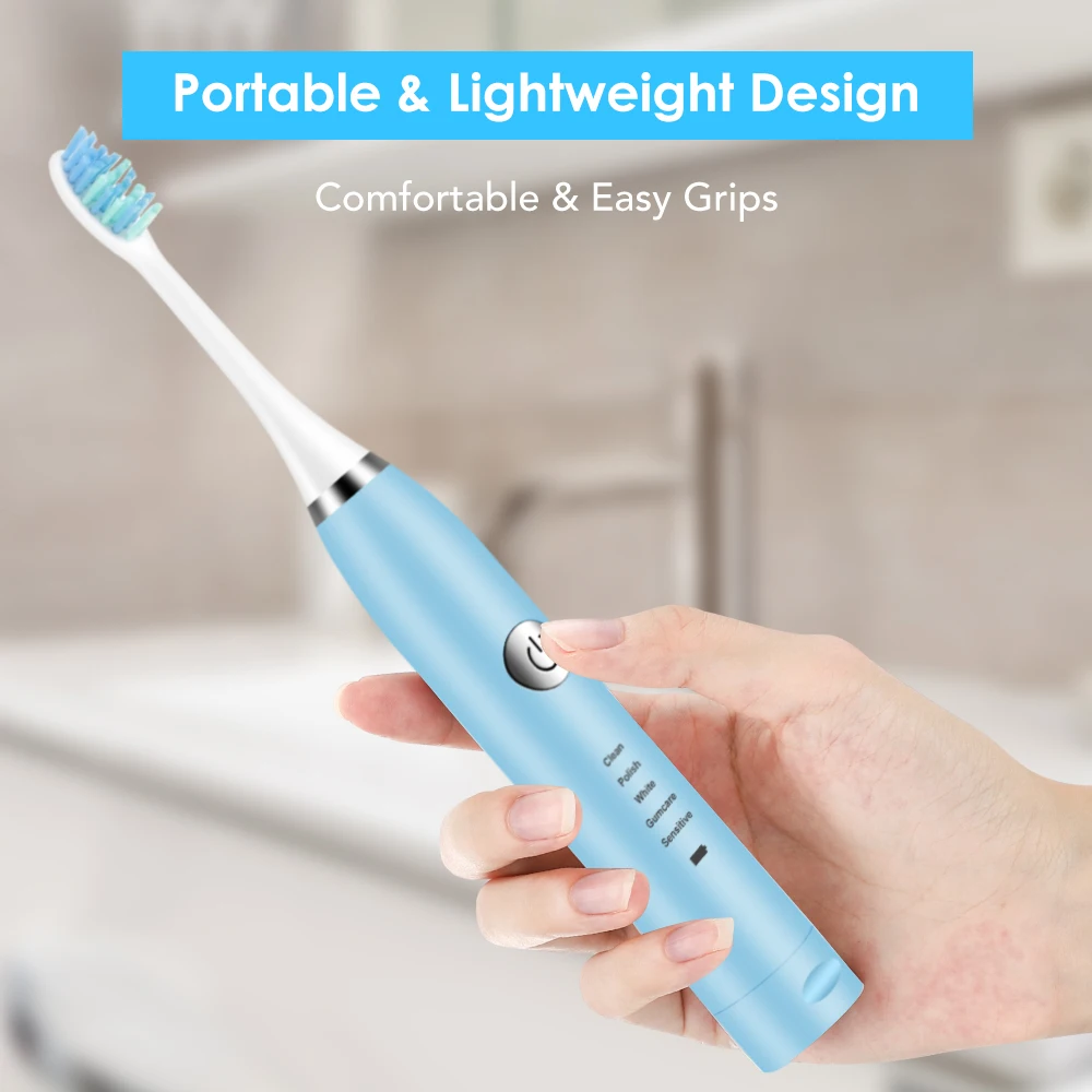 Портативная умная электрическая звуковая вибрационная зубная щетка 5