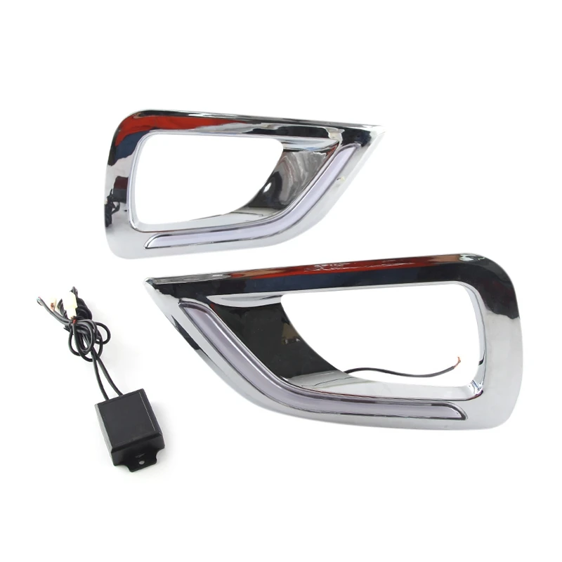 

Car Flashing LED DRL Daytime Running Light Day Lights Fog Lamp Cover Turning Lights for Nissan Navara NP300 2015-2017