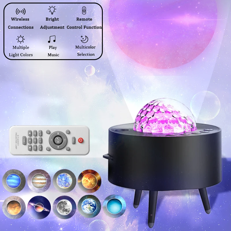 

Tripod Smart Ocean Wave Projector Night Light Lamp Bluetooth-compatible Music Player Remote Control Colorful Led Projection
