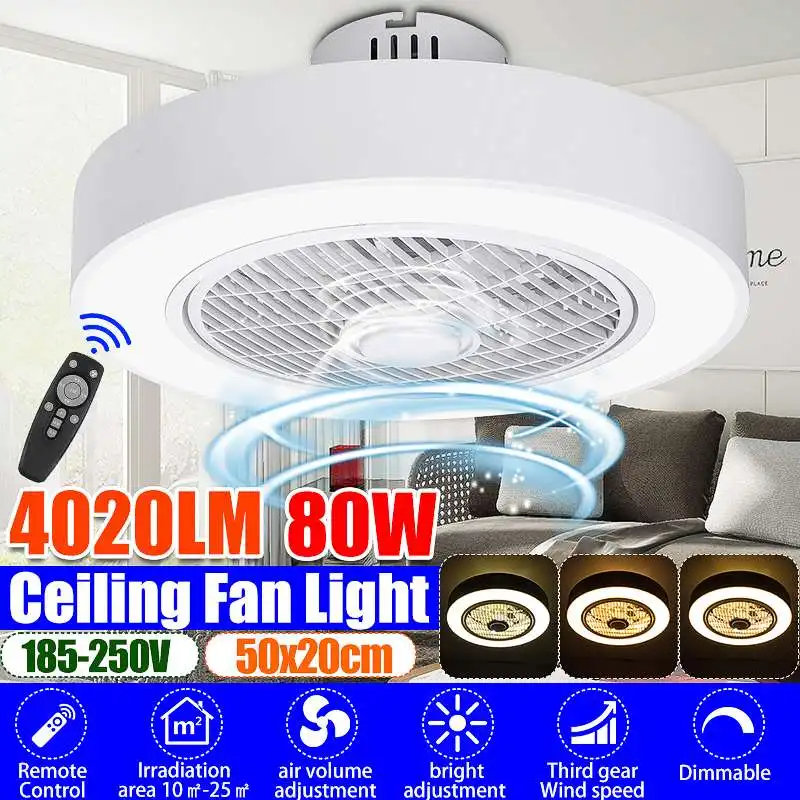 

Ceiling Fan Lamp Remote Control three-color dimming ceiling fan light Modern Acrylic Light White Decor Light for Home AC185-250V