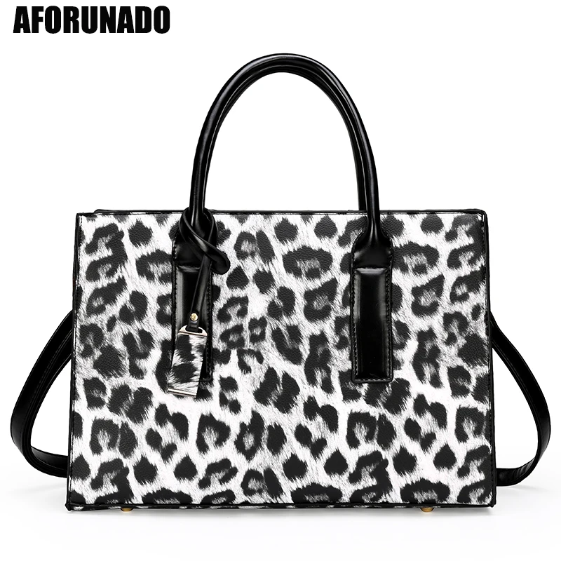 Leopard Print Shoulder Bag Large Capacity Luxury Womens Bags Handbags High Quality PU Leather Ladies Tote Bag Bolso Negro Mujer