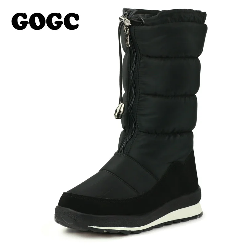 GOGC г. Обувь для русской зимы сапоги до середины икры, сапоги до колена черные высокие сапоги высокие женские сапоги, женские зимние сапоги G9613 - Цвет: G9613-1