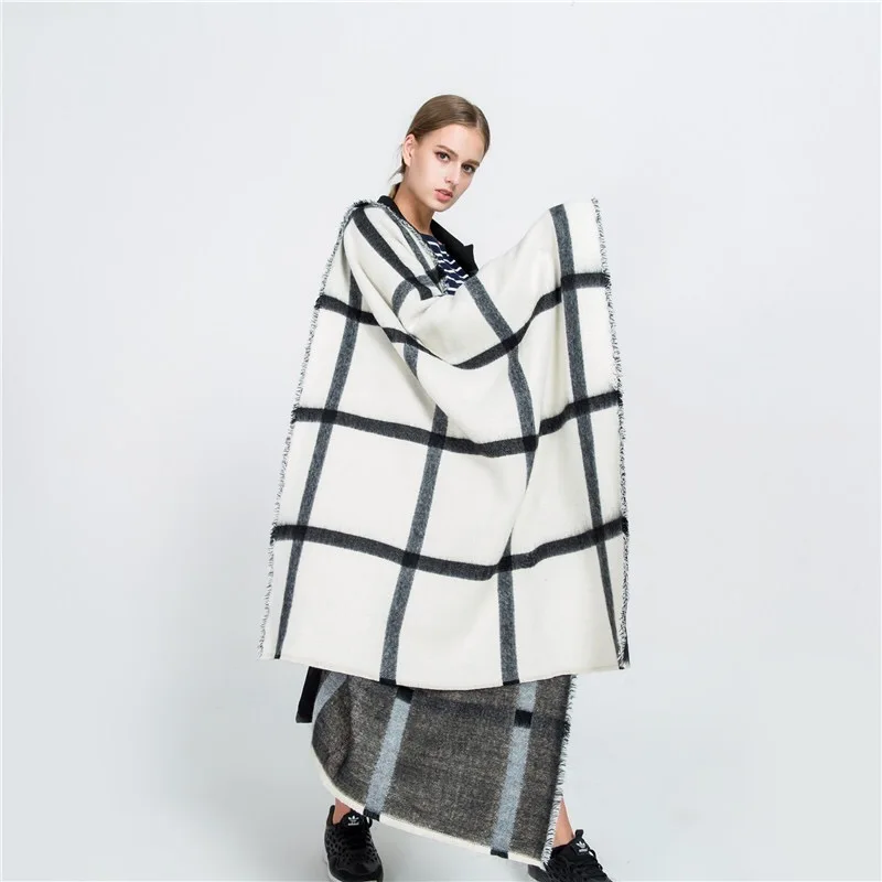 

LISM Cashmere+Acrylic black and white double-sided blanket beige warm fashion shawl sofa throw