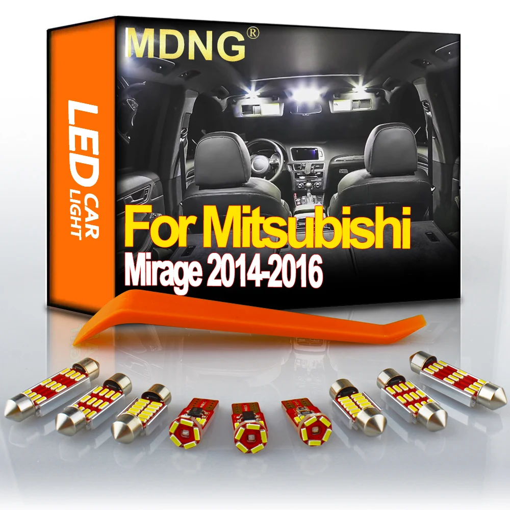 

MDNG 8Pcs White Car LED Interior Lights Kit For 2014 2015 2016 Mitsubishi Mirage Map Dome Trunk License Plate Light