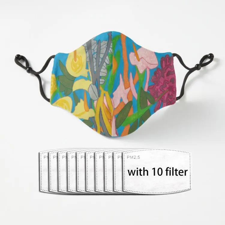 

Flowers in a vase Cloth Funny Mouth Face Mask Adjustable Cheap Unisex Mask With Filters Mascarillas