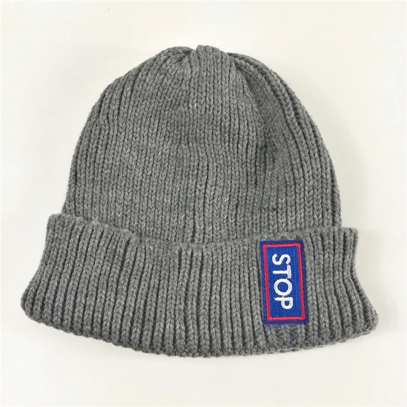 Шапка с вышивкой и надписью stop осенне-зимняя вязаная шапка для мужчин женщин