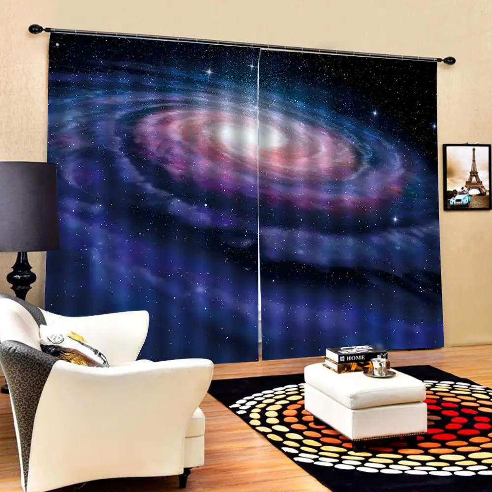 

Drapes Cortinas blue stars curtains Customized size Luxury Blackout 3D Window Curtains For Living Room