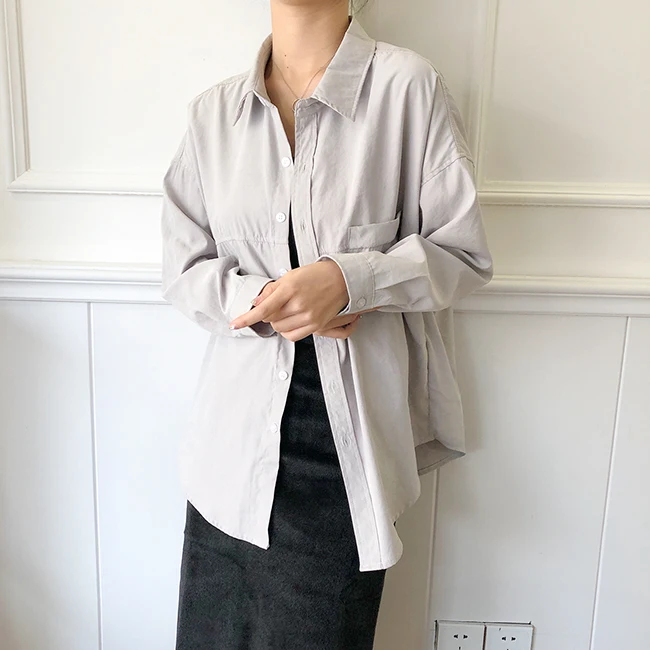 Модные свободные однотонные женские рубашки Blusas Mujer De Moda Весна Осень Новые темно-зеленые женские блузки с длинным рукавом Топы 6720 50