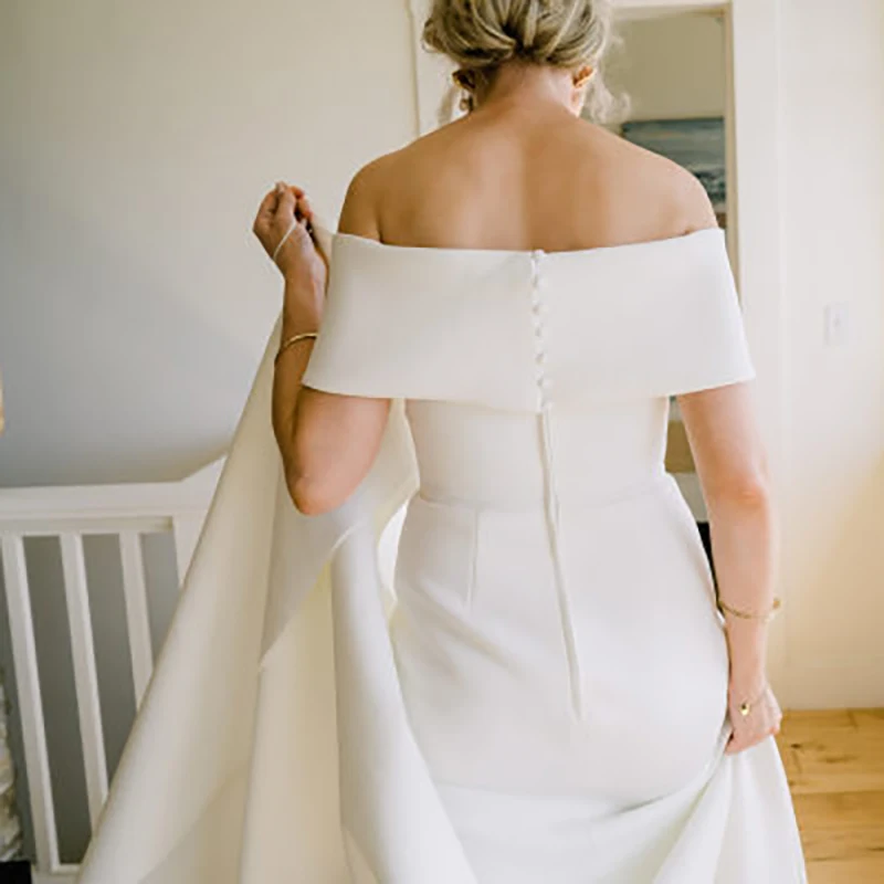 С открытыми плечами атласная Простой свадебное платье пляжные сандали труба