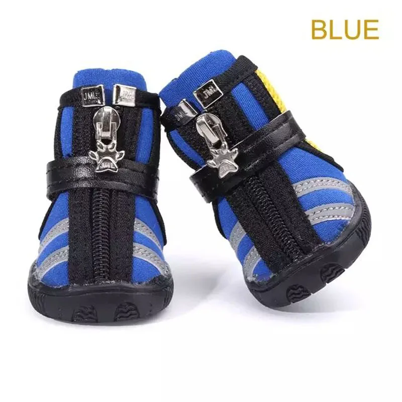 4 pcs/lot Small Dog Shoes Breathable Mesh Fabric Running Boots with Zippers Booties All Season Use |