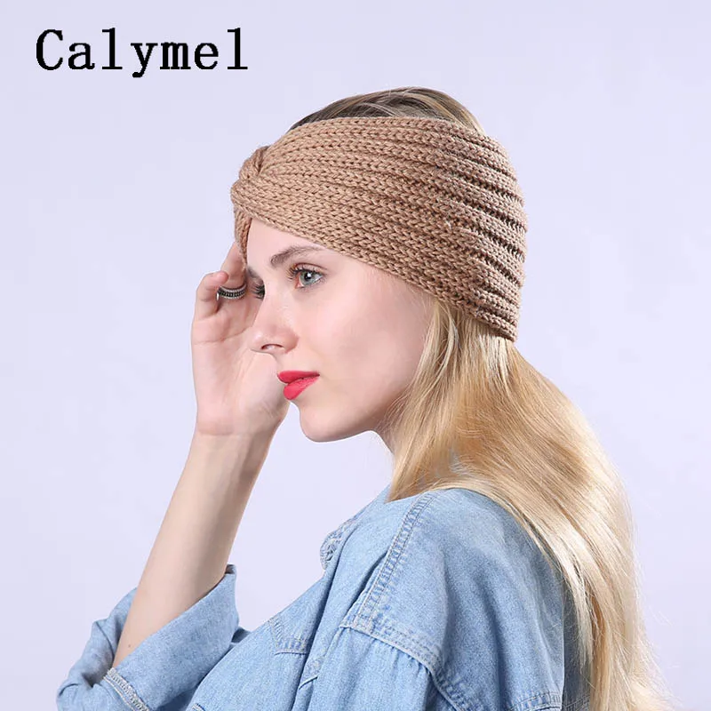Calymel 2019 зимняя теплая вязаная повязка на голову с ушками тюрбан для женщин