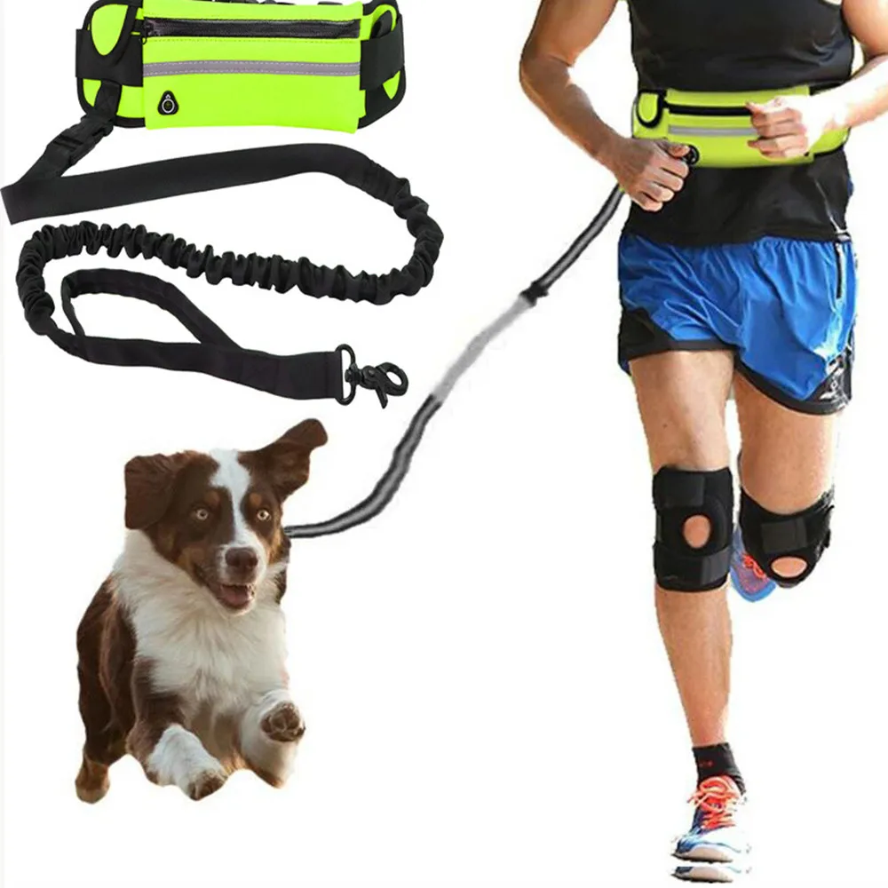 

Светоотражающий поводок, Тяговая веревка с сумкой на пояс, эластичный пояс для бега и ходьбы собак
