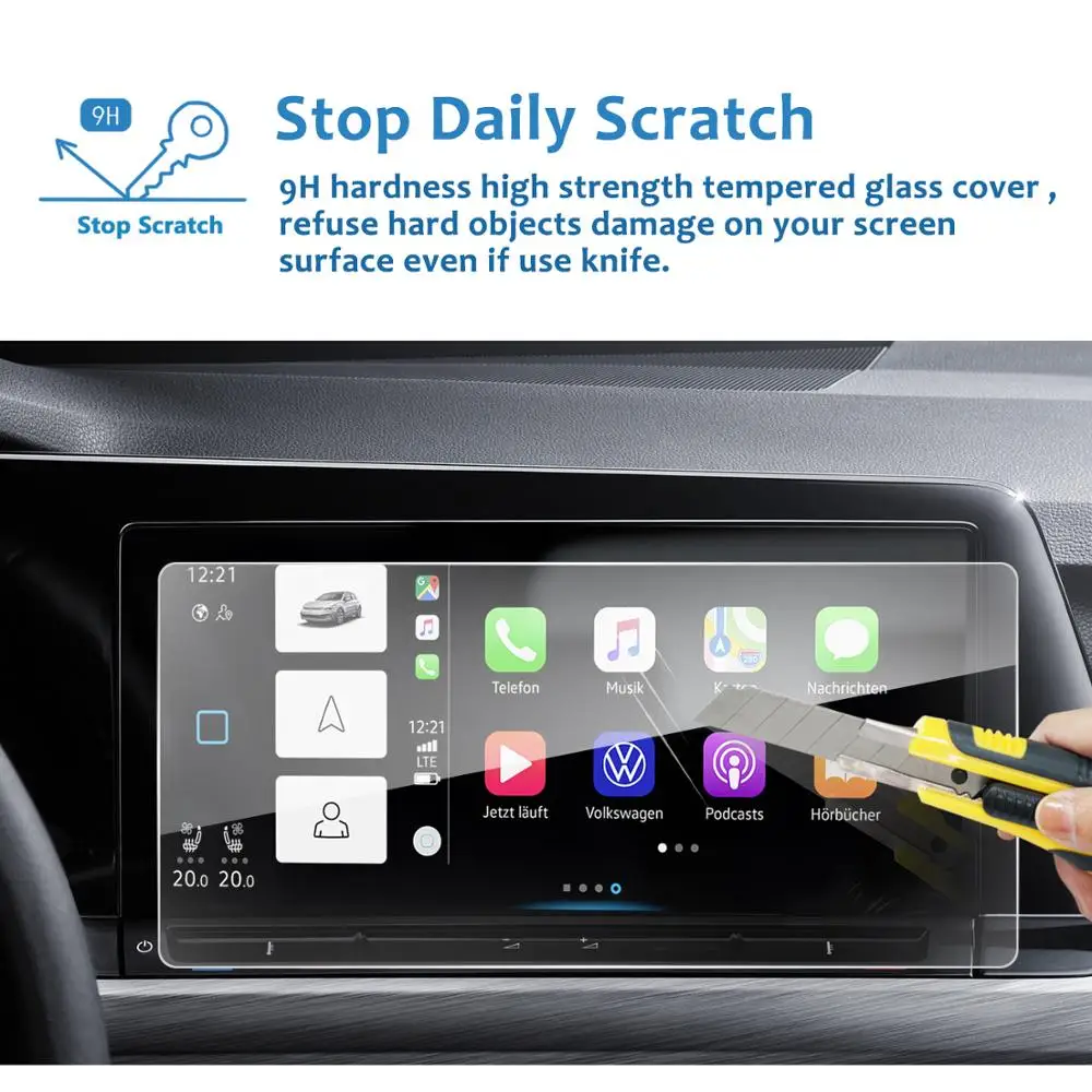 lfotpp for golf mk8 discover pro 10 inch 2020 car navigation display tempered glass screen protector auto interior accessories free global shipping