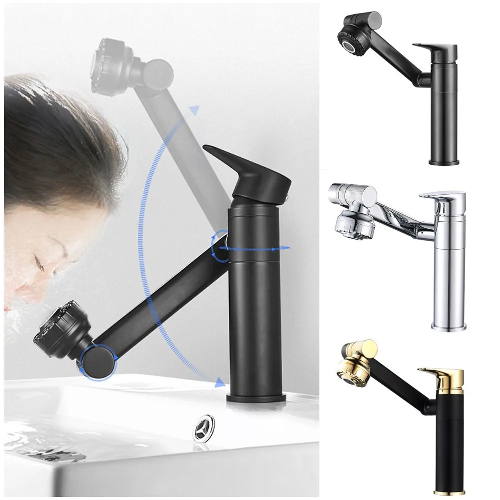 

360 Degree Multifunction Bathroom Sink Faucet Hot Cold Water Mixer Crane Antique Bronze Deck Mounted Universal Water Taps