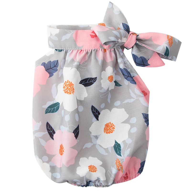 

Bowknot Pet Clothes Cute Floral Printed Pet Coat Chiffon Soft Pullover Dog Shirt Cat Thin Pets Clothing Cat Clothes