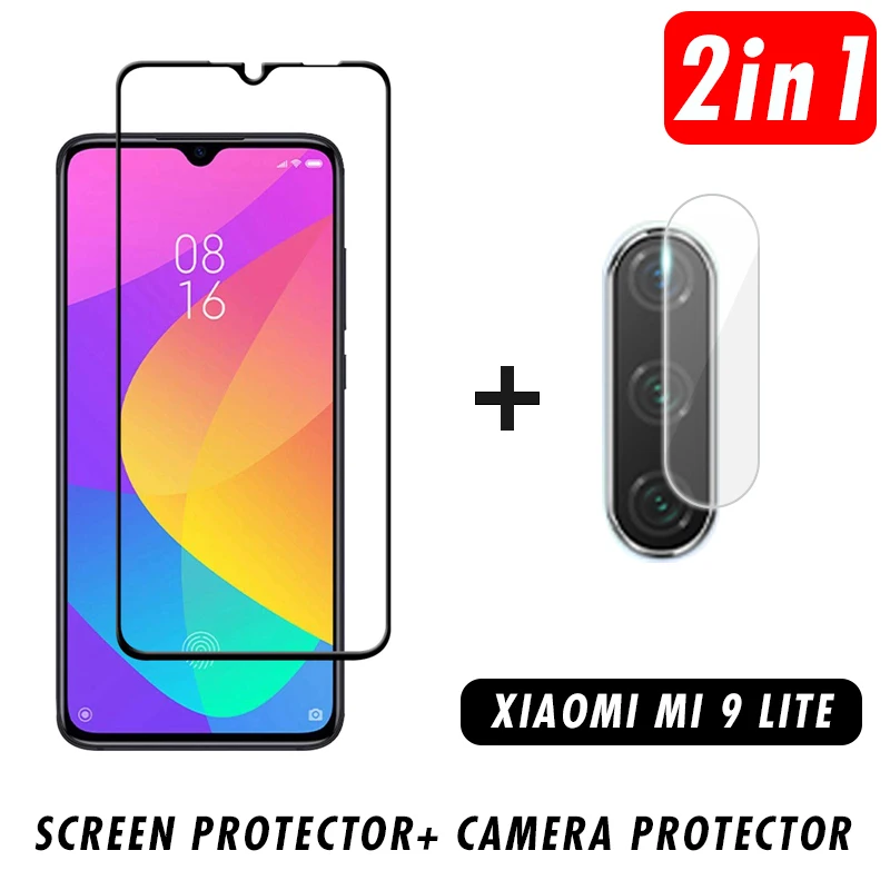 2 в 1 Защитное стекло для задней камеры Mi 9 Lite Защита экрана Xiaomi HD|Защитные стёкла и