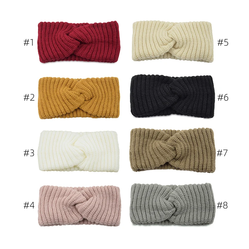 

Ladies Hair Accessories European and American Vertical Pattern Cross Knit Woolen Headband Wide Side Elastic Hair Bands 1PCS