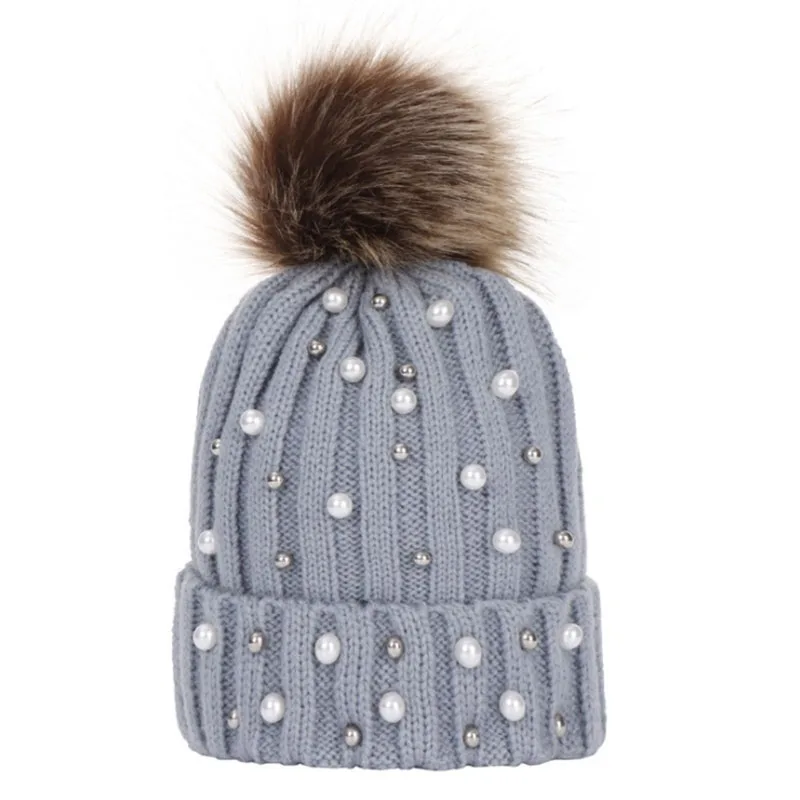 style 2 gray Милая шапка с помпоном для новорожденных; вязаная шапка; теплые зимние шапки для детей; стразы; шапка для маленьких девочек и мальчиков; мягкая шапочка для малышей - Цвет: style 2 gray