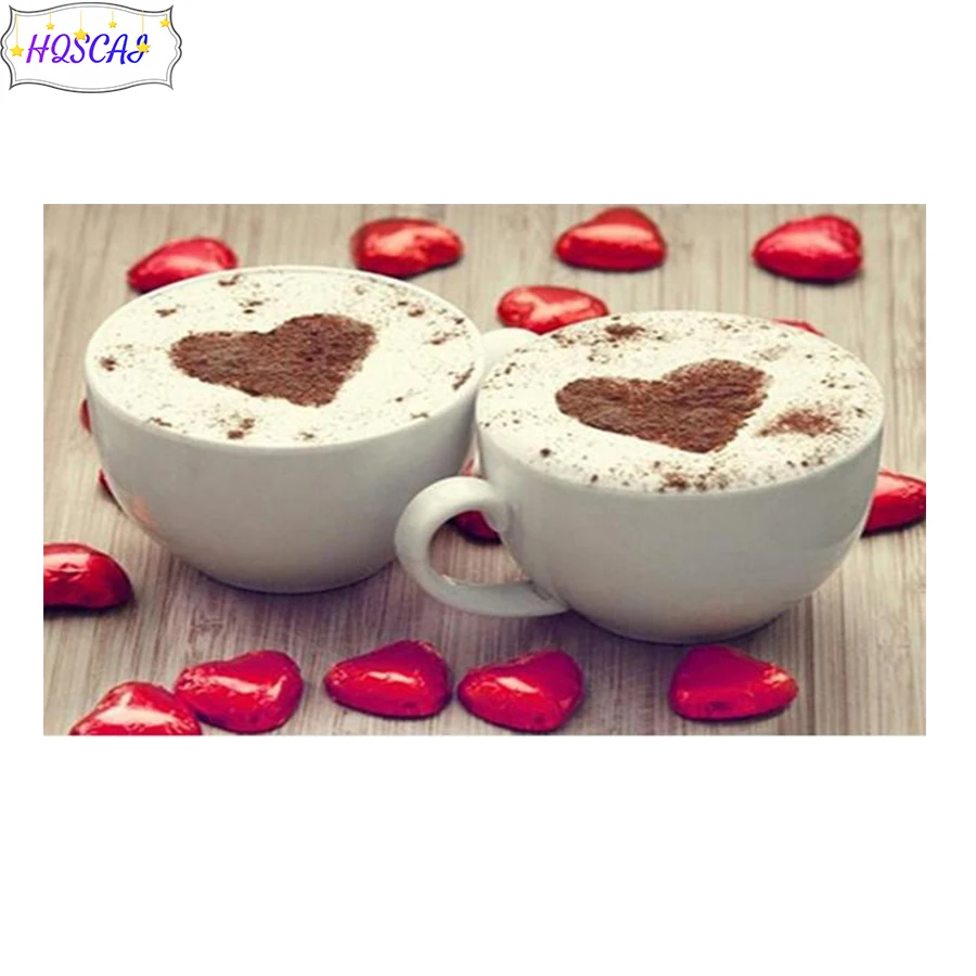 

Алмазная 5D картина «сделай сам», абстрактная кружка с надписью «love cup», круглая/квадратная Вышивка крестиком, полная вышивка, мозаика, искус...