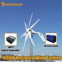 new energy generator 1000w12v 24v 48v free alternative energy household windmill and mppt hybrid controller off grid charging
