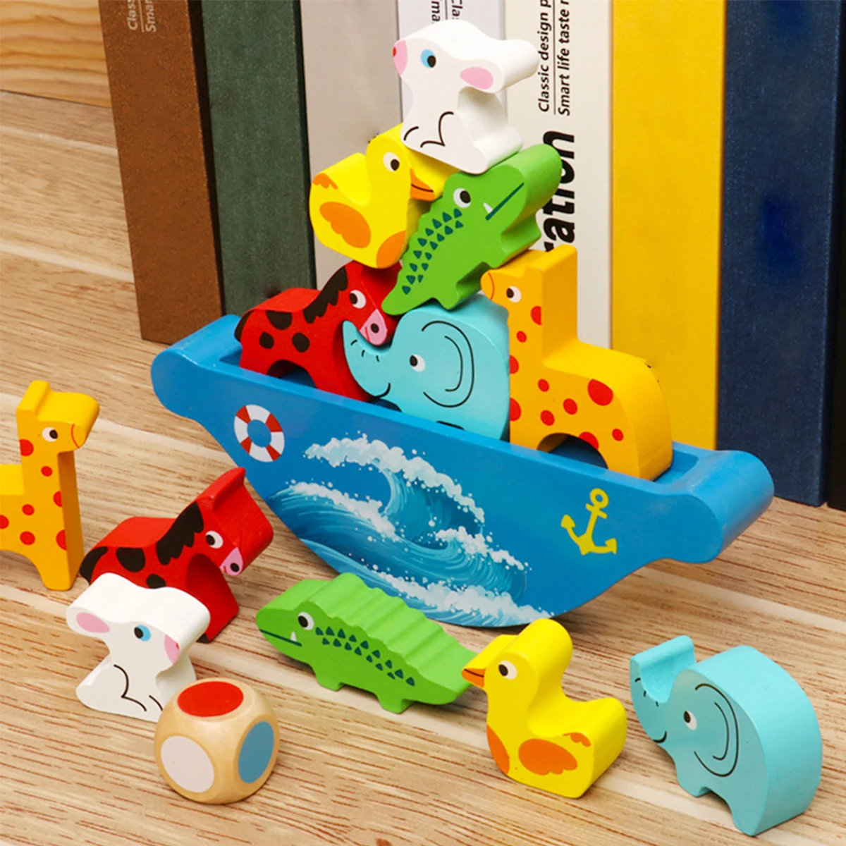 Обучающие деревянные балансирующие игры штабелируемые блоки с животными ковчег