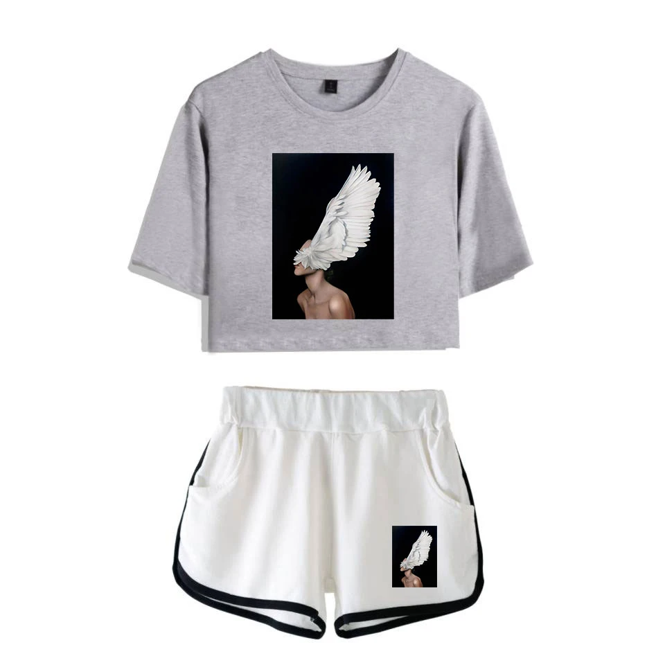 

Aesthetic Crop T shirt Top Shorts Women 2 Piece Outfits 90s Aesthetic clothes Harajuku 90s Tops-Tees Sexy Summer Street Style