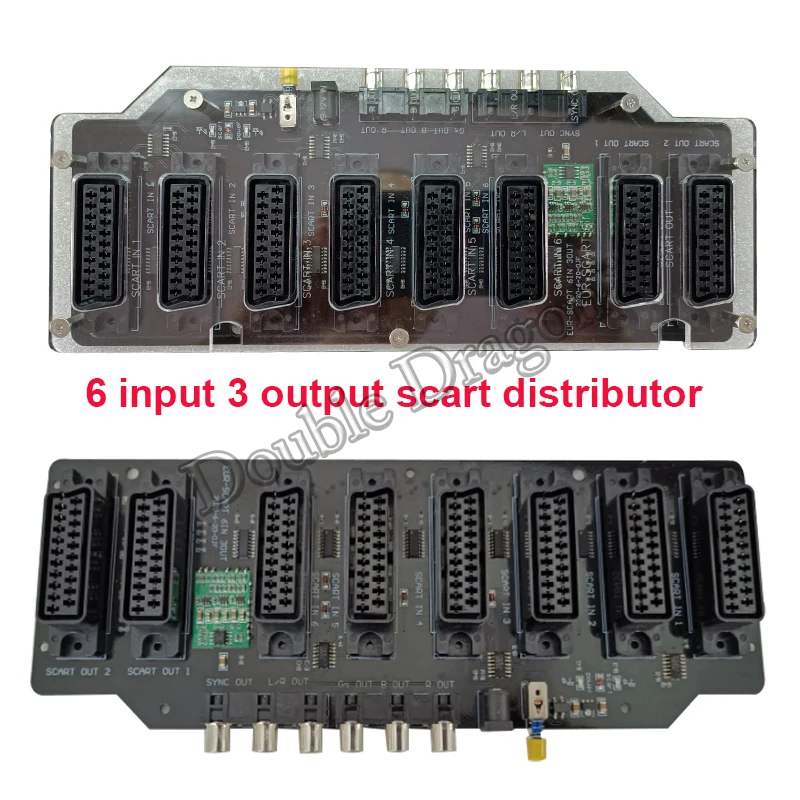 Mini EUR Scart Distributor Acrylic Case 6 Input 3 Output Full Automatic RGBS Video Converter for Md/sfc/ps123/ss/dc/xbox enlarge