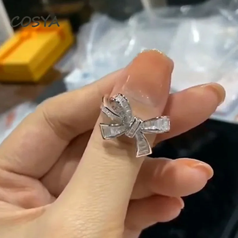 

COSYA Sparkling 100% 925 Sterling Silver Butterfly Anniversary Rings For Women High Carbon Diamond Fine Jewelry Birthday Gift