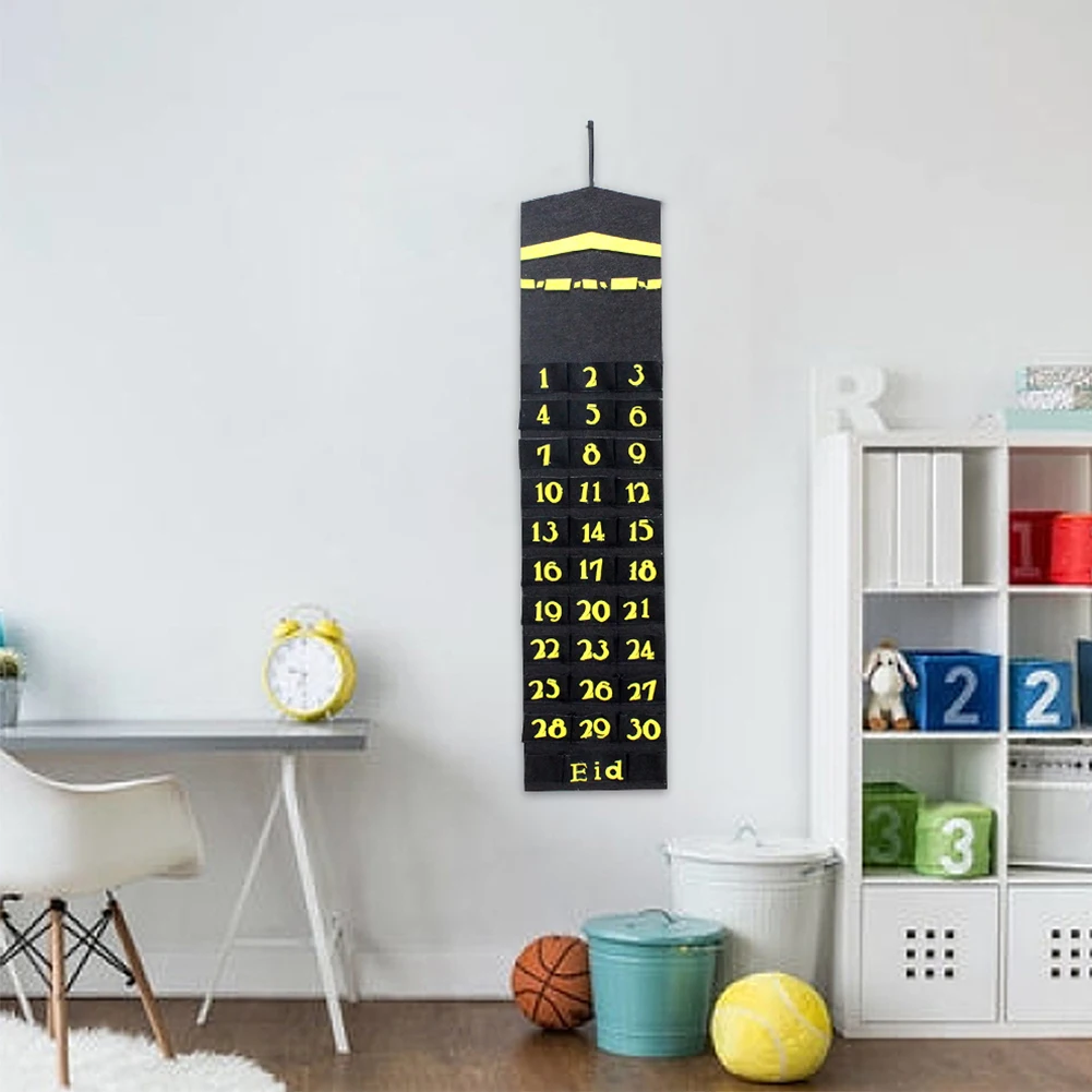 

Newest Ramadan Mubarak 30days Advent Calendar Hanging Felt Countdown Calendar for Kids Gifts Ramadan Decorations Supplies