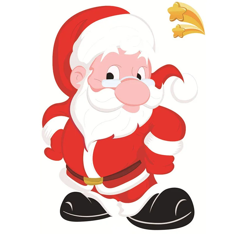 Мультяшная Рождественская наклейка s Санта Клаус/Снеговик/Лось стеклянная для