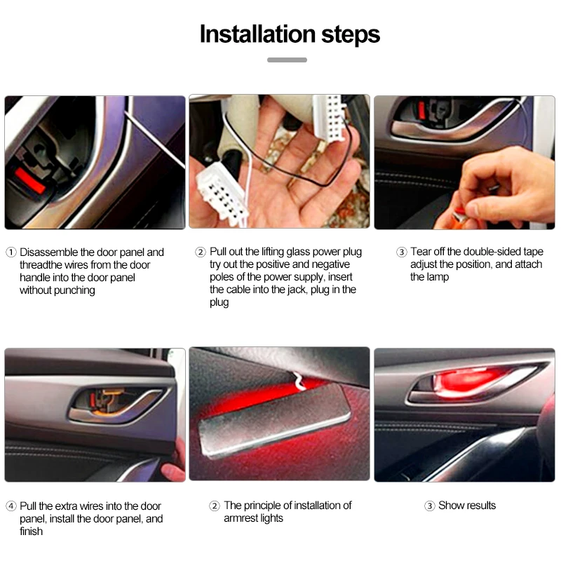 4 шт. в наборе подлокотник с ручкой чаши подсветка для салона автомобиля