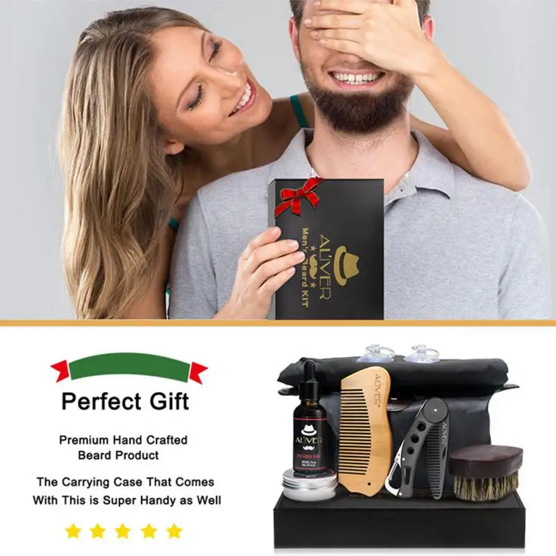 Набор для очистки бороды 5 шт. с эфирной щеткой шампуня расческой масляным кремом