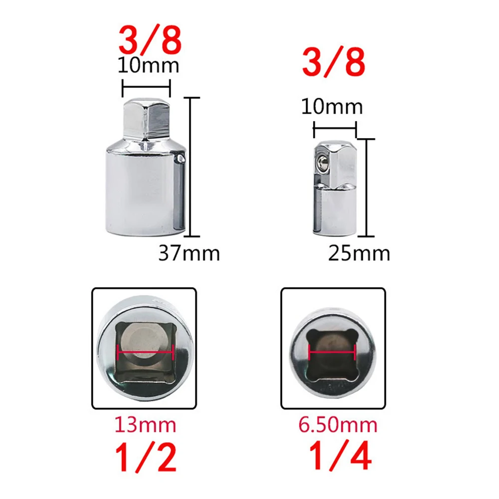 2pcs 1/4" to 3/8" Drive Ratchet Socket Adapter Reducer Converter Sleeve Air Impact Craftsman Wrench Hand Tool for Machine |