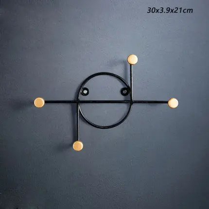 black gold dot Ключница настенная Настенное крепление ключница нордическая креативная полка из кованого железа крючки пальто Сумочка шляпа шарф держатель домашнее украшение-подвеска - Цвет: black gold dot