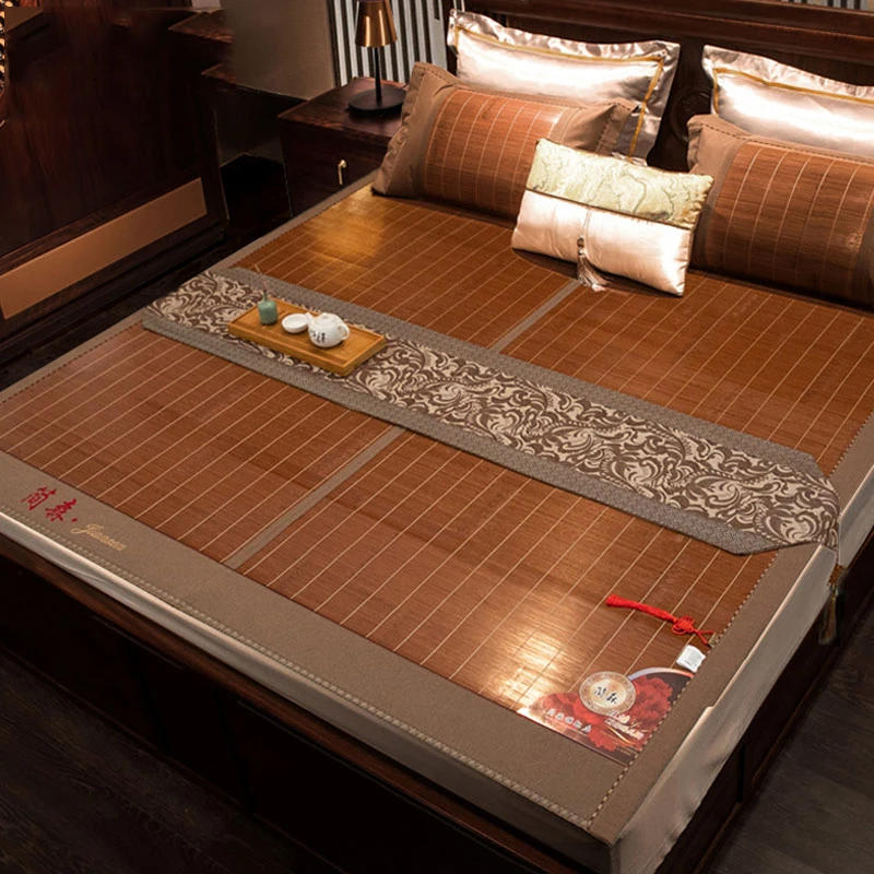 Summer mat 1.8m bed, bamboo mat, straw mat, summer ice silk mat, double-sided folding mattress single and double 1.5 meters 1.2m